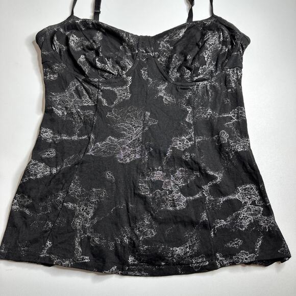 Guess Black Metallic Bustier Tank Top M Y2K Coquette Glam Grunge Vampy Soft Goth - Picture 11 of 13